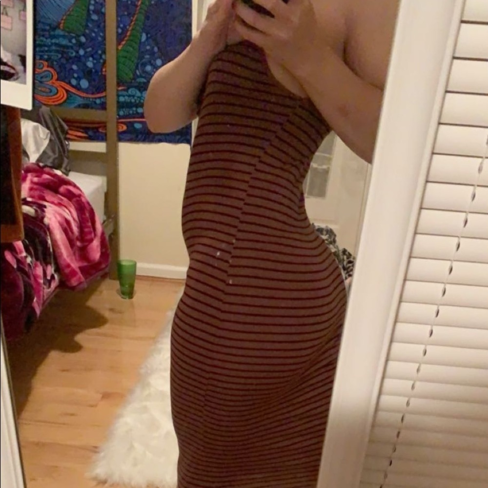 Black and brown halter top bodycon dress